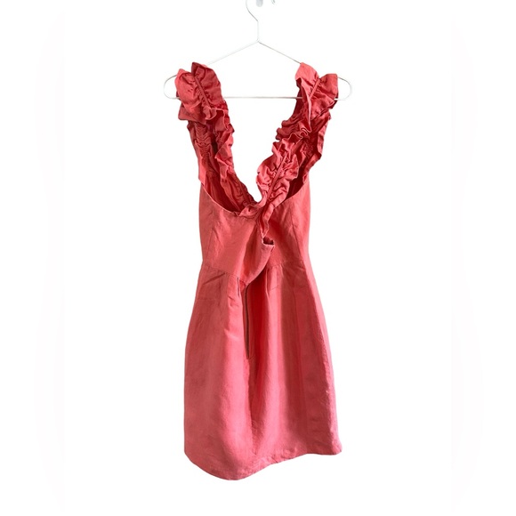 Leona by Lauren Leonard Salmon Color Ruffled Linen Dress, Size 2.  EUC! - Picture 8 of 15